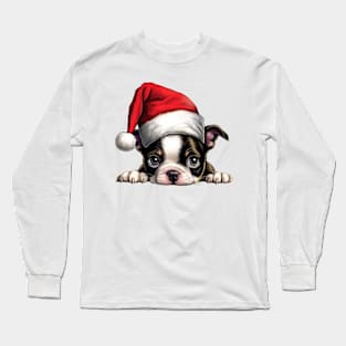 Christmas Peeking Puppy Long Sleeve T-Shirt